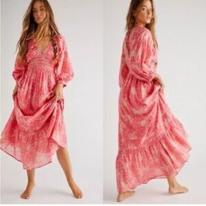 Free people golden hour Pink Floral Maxi Dress